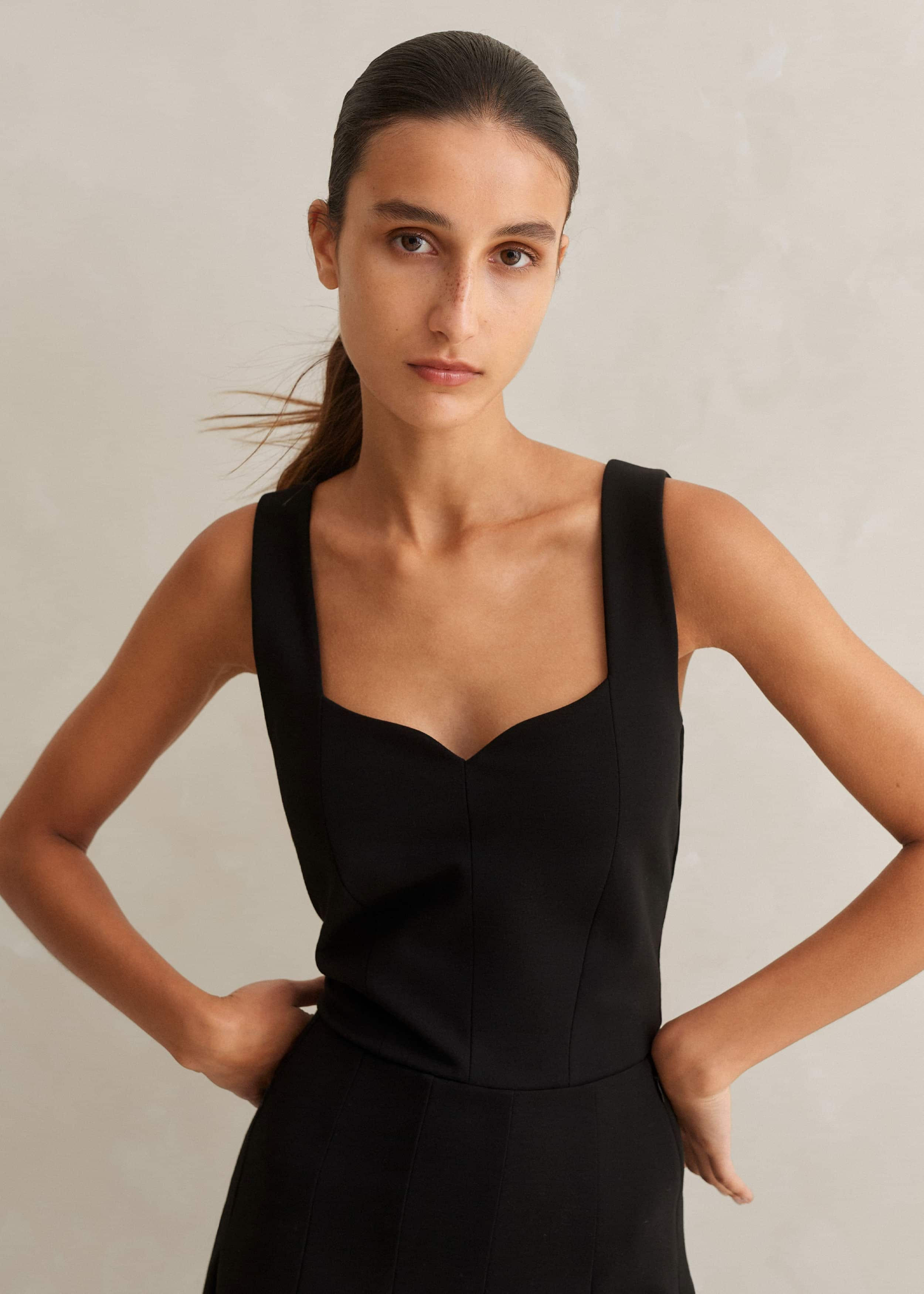 Ponte Sweetheart Neckline Crop Top