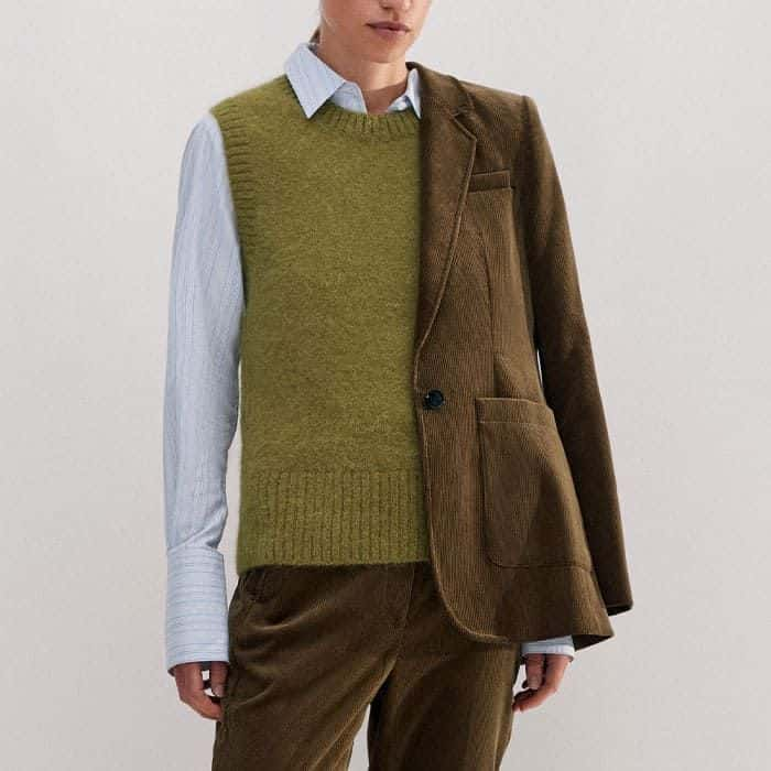 Opt for a tonal and textural look with the colour-matched Alpaca Wool Textured Vest.