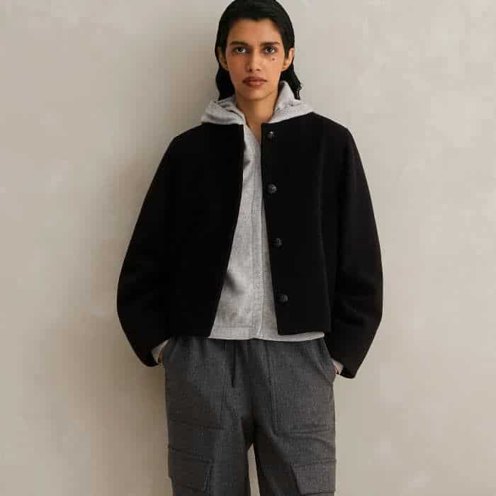 For an off-duty weekend look, wear with our Italian Wool Sculptural Sleeve Jacket and Drawstring Flannel Cargo Trouser.