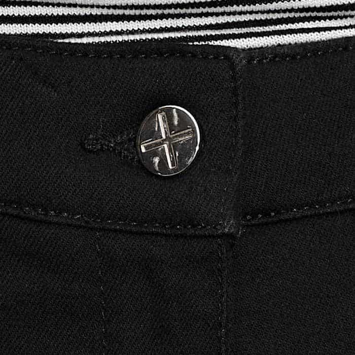 A silver-toned button at the waistline features our signature cross motif for a luxe finish.