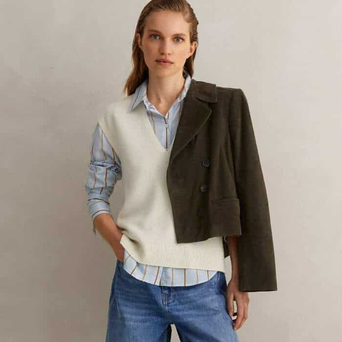 Layer it over our Fine Stripe Shirt and Merino Cashmere Relaxed V Neck Vest to play with subtle texture clashing.