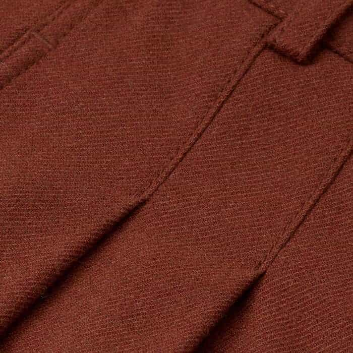 Italian flannel wool-blend fabric with recycled polyester.