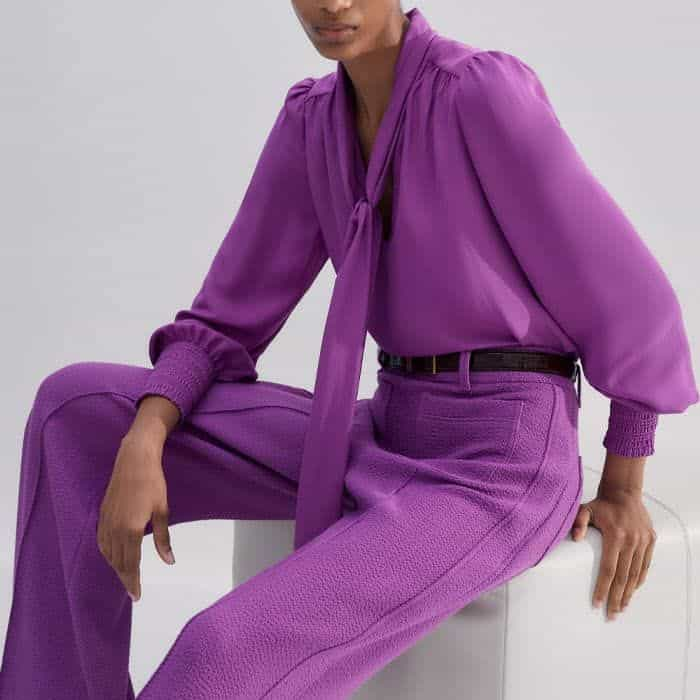 Build a bold, cohesive two-piece set with the matching Regular-Length Textured Subtle Flare Trouser.