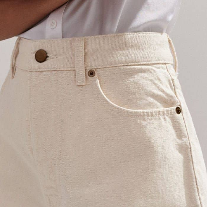 It features a classic five-pocket construction synonymous with jeans, the back two of which have been angled for the most flattering finish. 