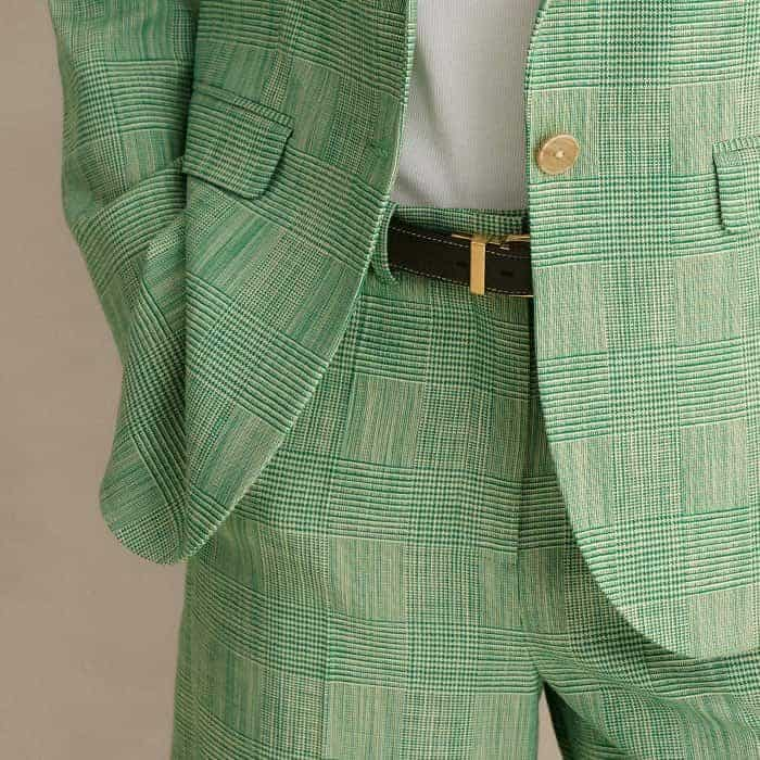 Embrace the bold green hue and wear with the matching Textured Prince Of Wales Check Man Pant.