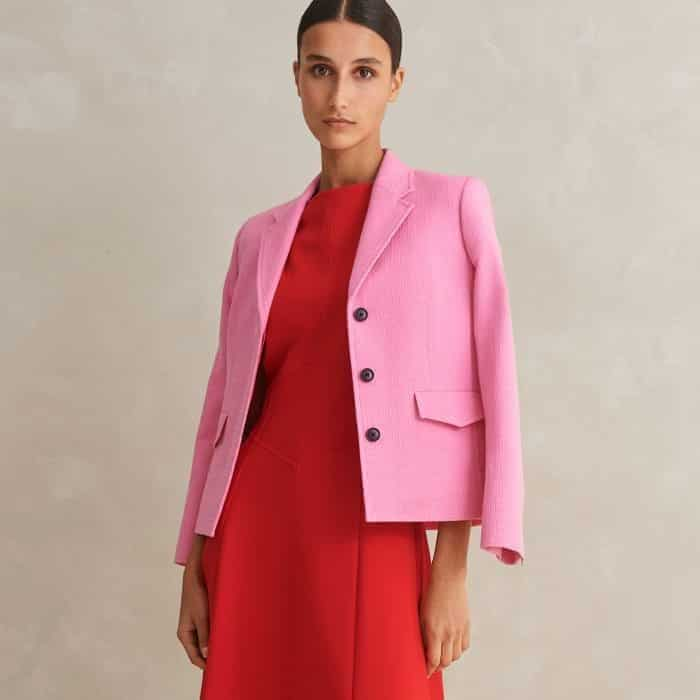 Embrace the bold colour palette and wear with our Cotton Blend Fitted Contour Jacket.