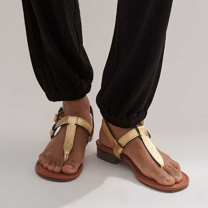 To achieve a high-low look, pair it with our Interlock Pleated Jogger and T-Bar Sandal in the same metallic hue.