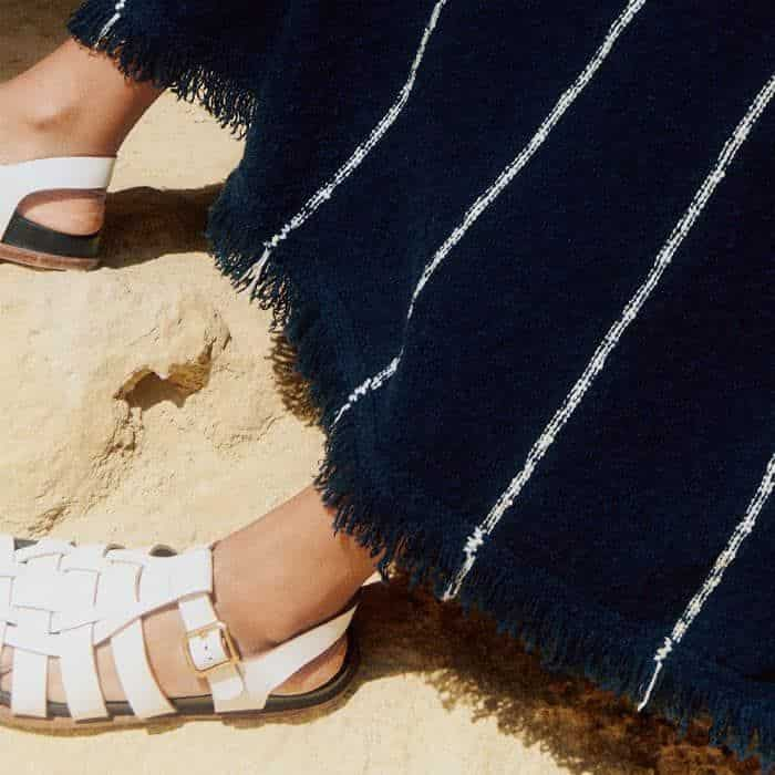 Pair back to the lighter stripe in the dress with our Fisherman Sandal.