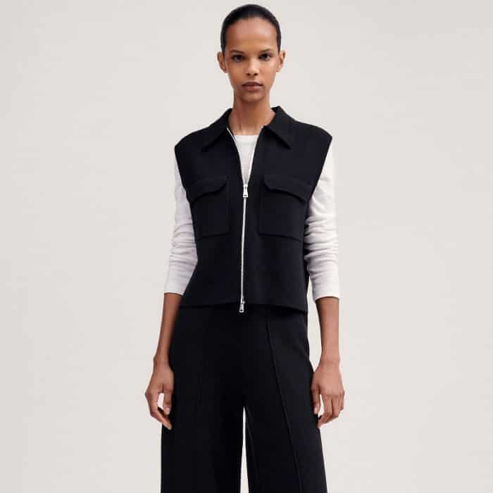 In the same knit and hue, our Two-Way Zip Layering Vest completes a coordinated look.