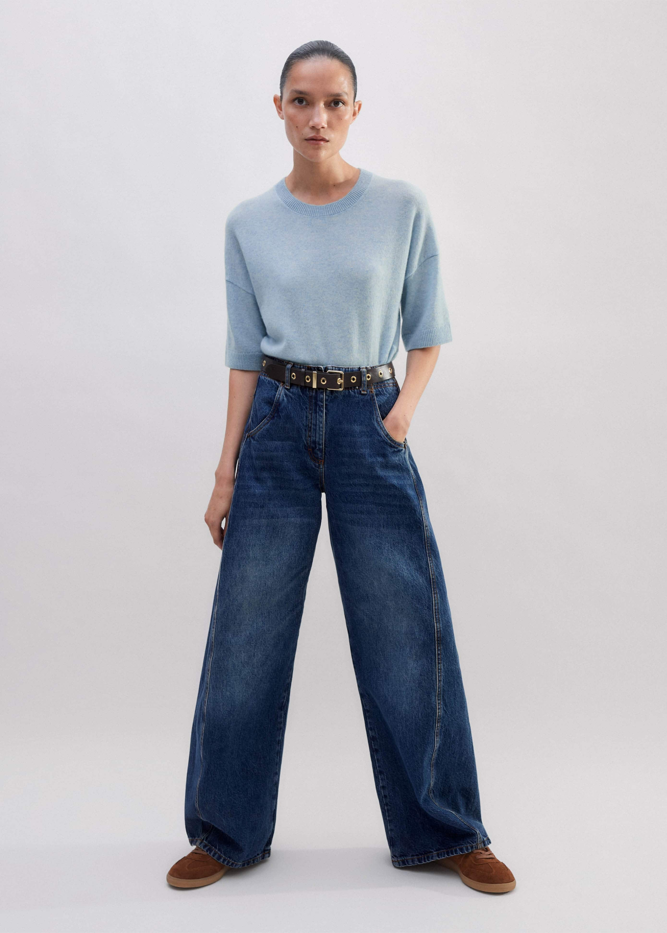 Engineered to complement styling with high waistlines, the length is cropped.