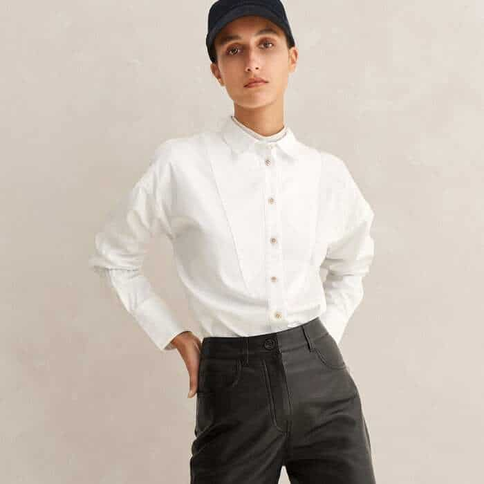 For a bold monochrome look, style with our Crease Less Cotton Elastic Sleeve Shirt. 