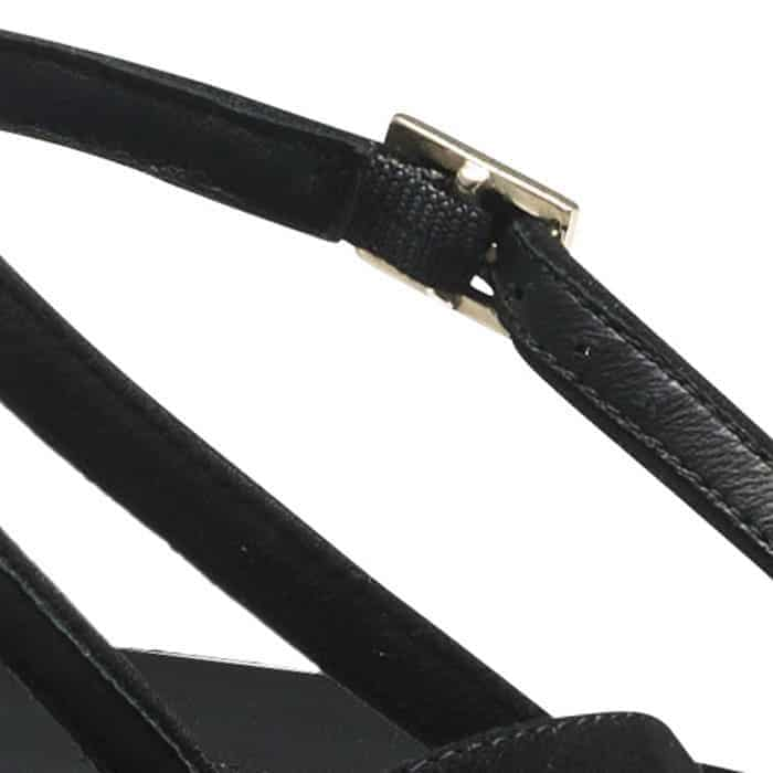 The straps provide extra support and are decorated with faux pearls.