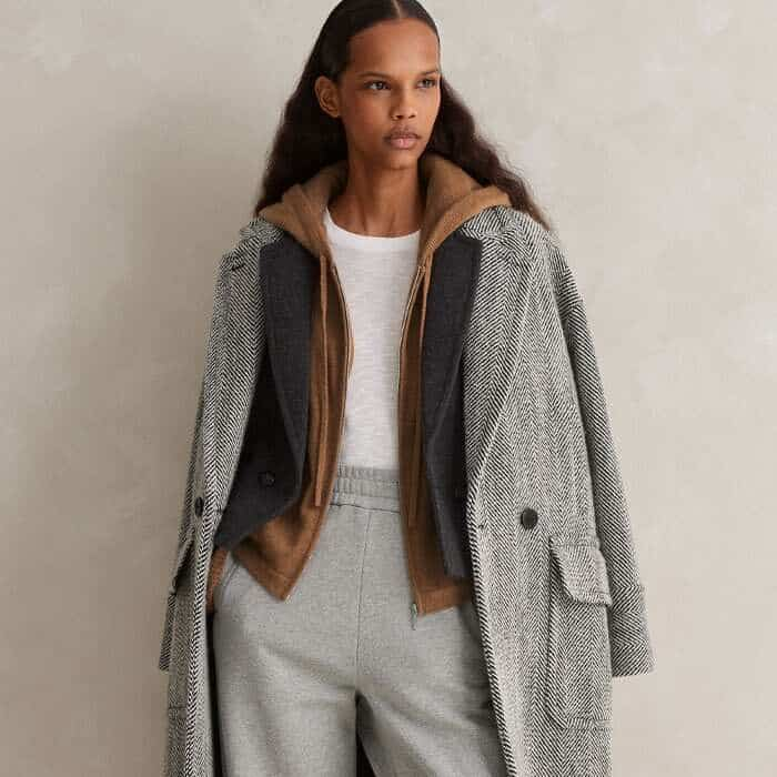 Look to layers and wear with our Ultimate Crew Neck Vest and Italian Wool Crop Forever Jacket.