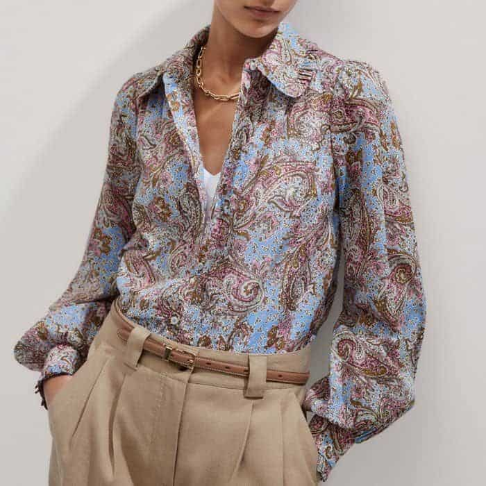 For an effortlessly polished finish, wear it with our Cotton Voile Intricate Paisley Print Blouse.