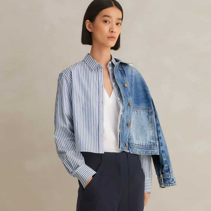 For an off-duty finish, wear with our Cotton Striped Crop Shirt and Authentic Denim Relaxed Crop Jacket.