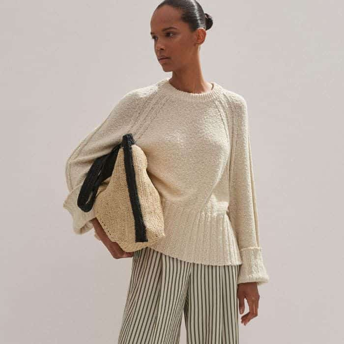 Pair back to the cream hue in the trouser with our Cotton Bouclé Relaxed Jumper.