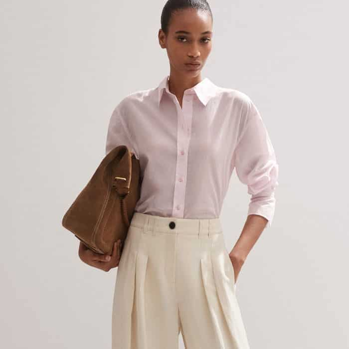 Our Cotton Voile Oversized Shirt is the perfect warm-weather pairing for summer days in the office.