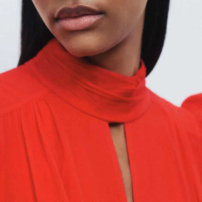 Two hook-and-eye fastenings allow you to alter the amount of coverage at the neckline.