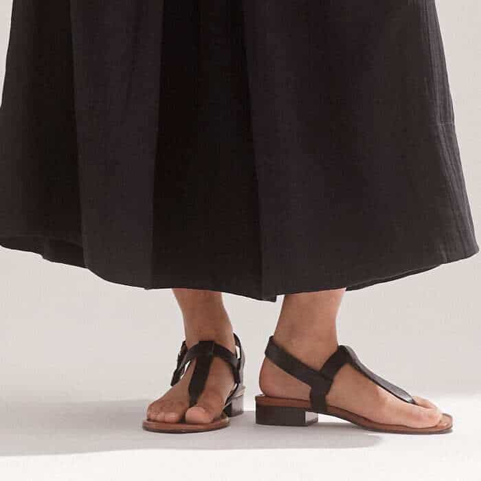 Stick to a darker colour palette and wear with our T-Bar Flat Sandal.