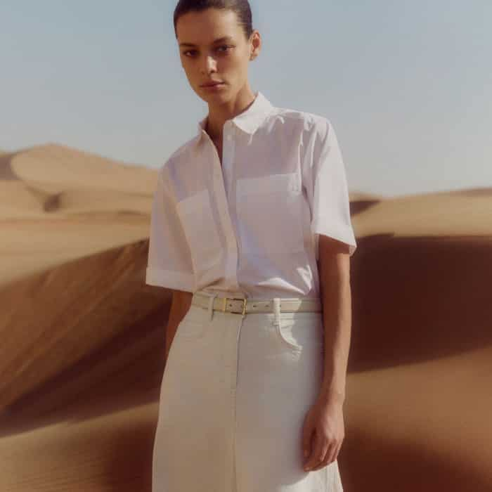 Tuck our Boxy Cargo Crop Shirt into the high-rise waistband.