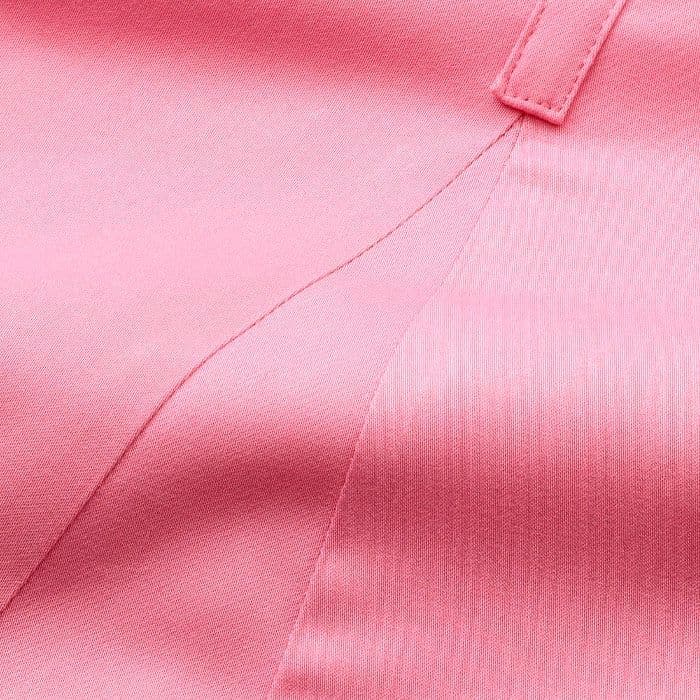 Stretch cotton with a sateen finish. This fabric features a semi-shine finish with our statement Perfect Pink colour.