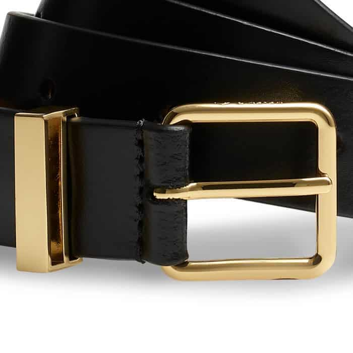 The buckle and keeper are gold-plated for a luxe finish.