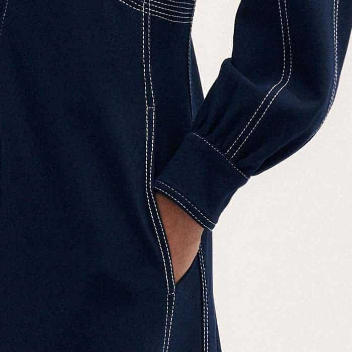 Pockets are flatteringly positioned in front of the side seams for a bulk-free finish.