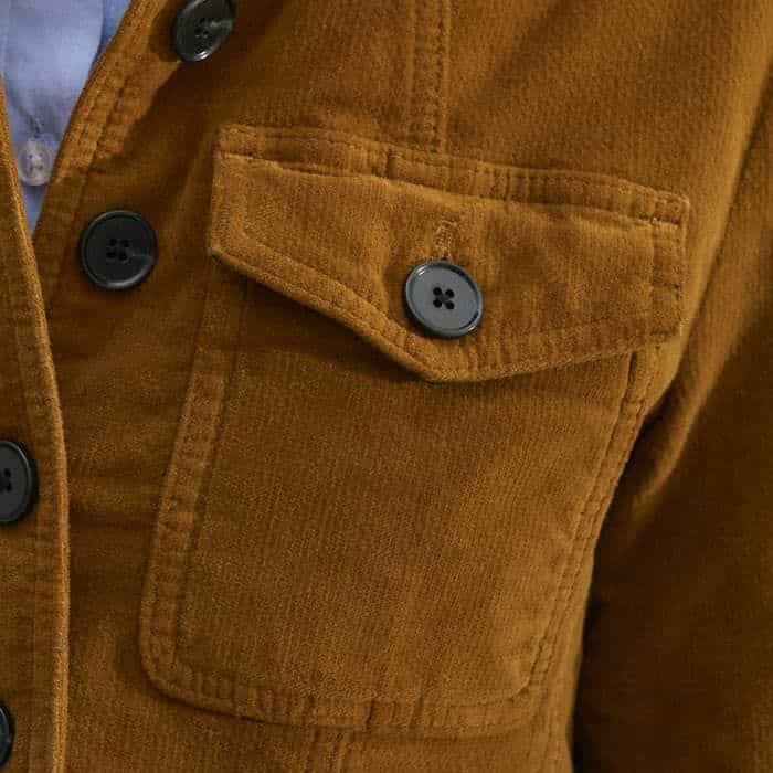 Functional pockets are topped with buttons to keep on-the-go essentials secure.