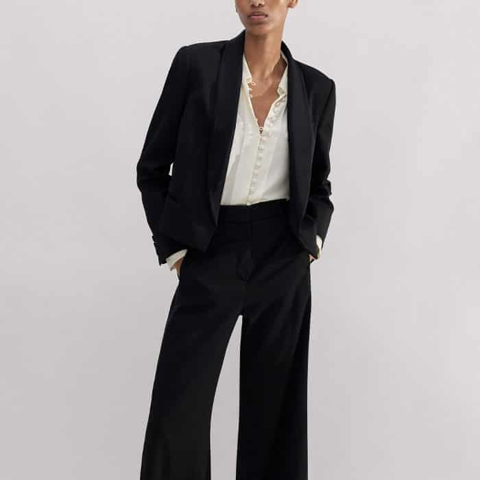 Build a tailored two-piece look with the matching Tapered Fluid-Leg Tux Trouser.