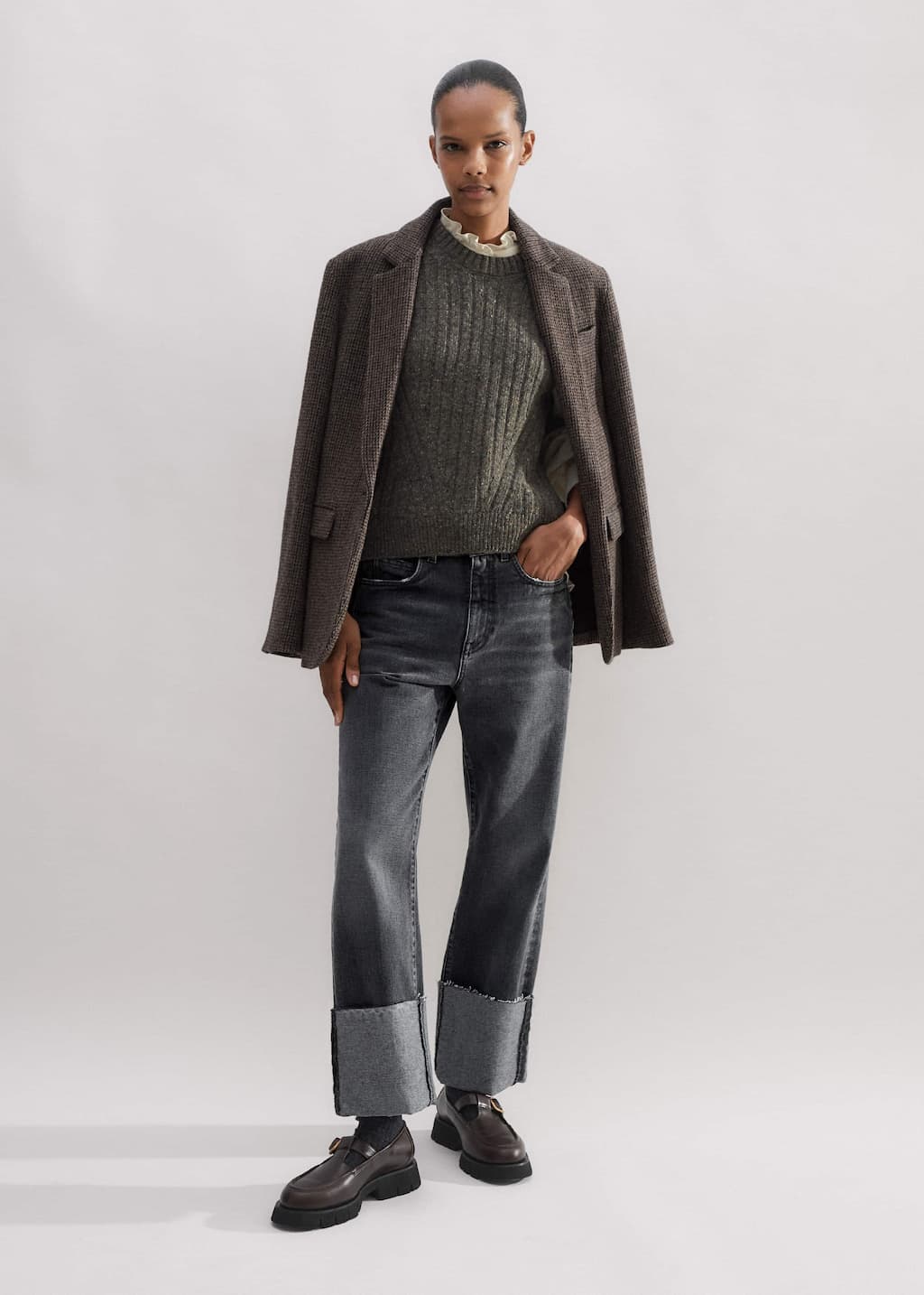 Wear it with our Soft Donegal Tweed Fashioned Rib Vest and Super Soft Micro Cord Blouse for an effortless layered look.