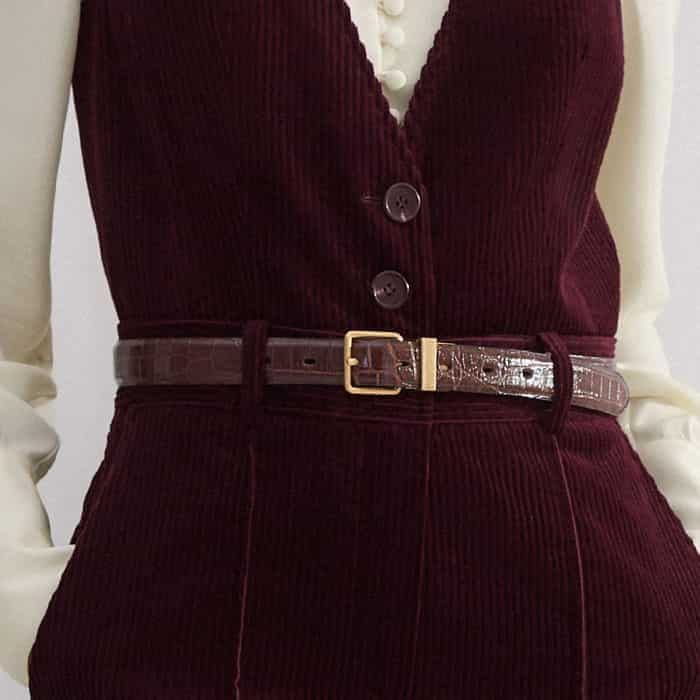 Highlight your waist by adding our Reversible Belt in the same Deep Merlot hue to your look.