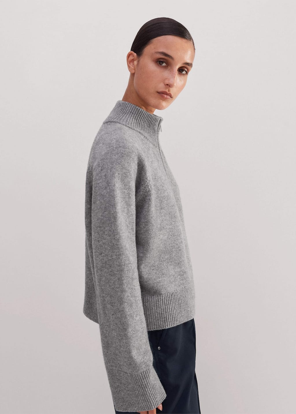 Responsible Wool Standard certified merino wool blended with supersoft cashmere, knitted in a plain jersey stitch with ribbed trims on heavyweight 5gg yarn. 