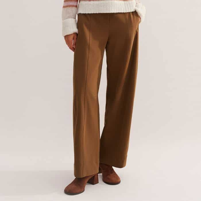 Our Exaggerated Barrel-Leg Trouser colour-matches to the hue of the stripe for a seamless head-to-toe look.