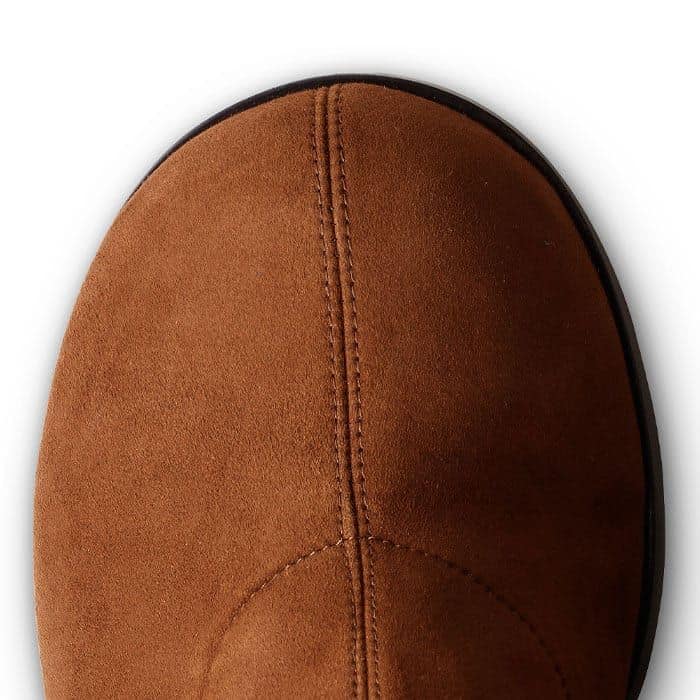 The leather sole protects the suede when you're out and about.