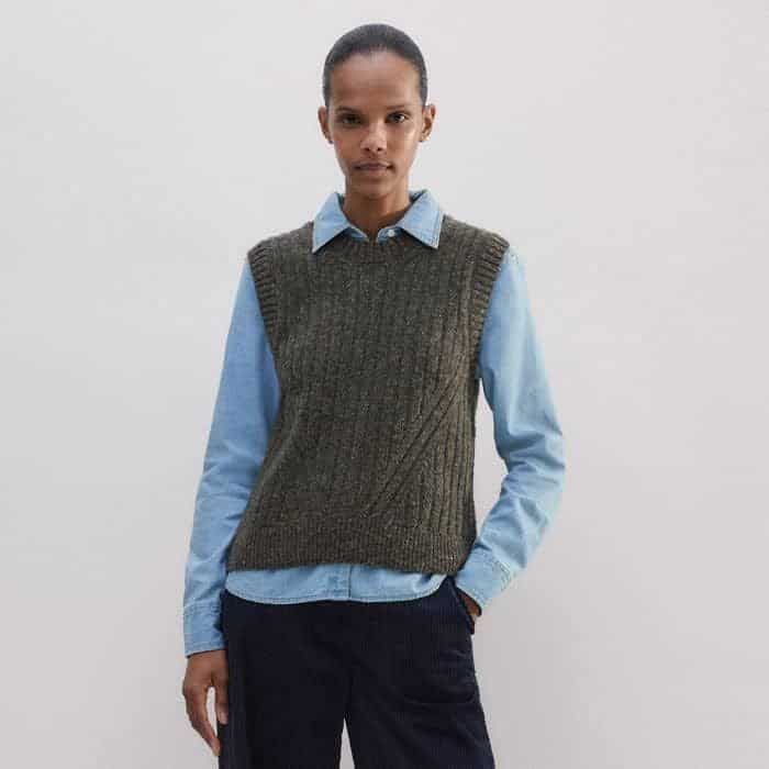 Build a tactile, layered look with our Soft Donegal Tweed Fashioned Rib Vest and Denim Disruptor Shirt.