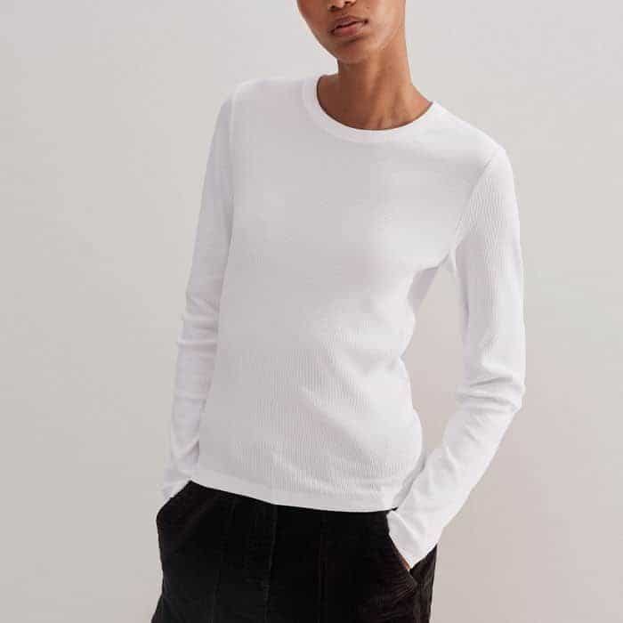 Create the perfect outfit-building base with our Cotton Rib Long Sleeve Top. 