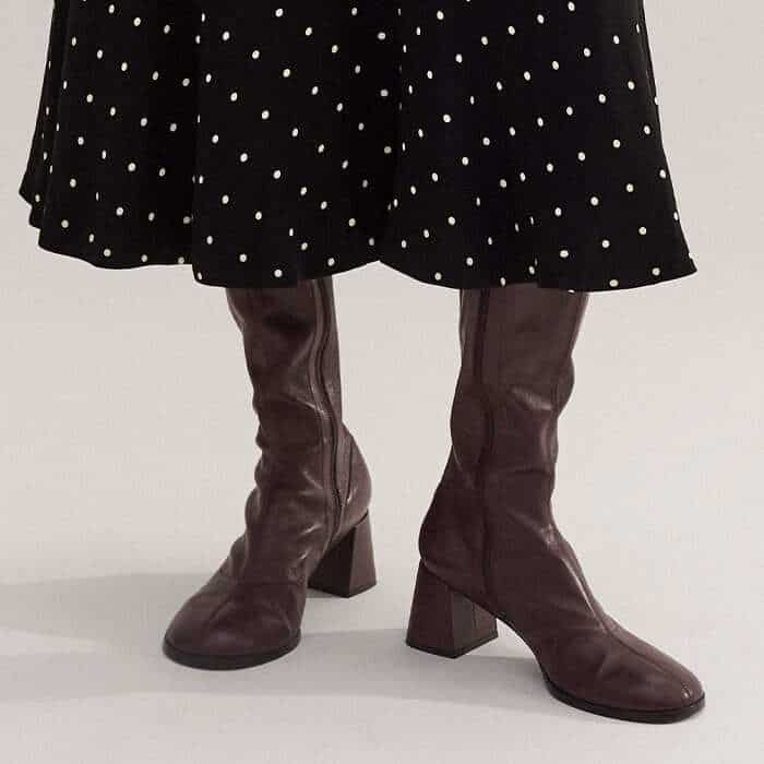 Complement the midi hemline with our Stretch Knee-High Boot in Oxblood.