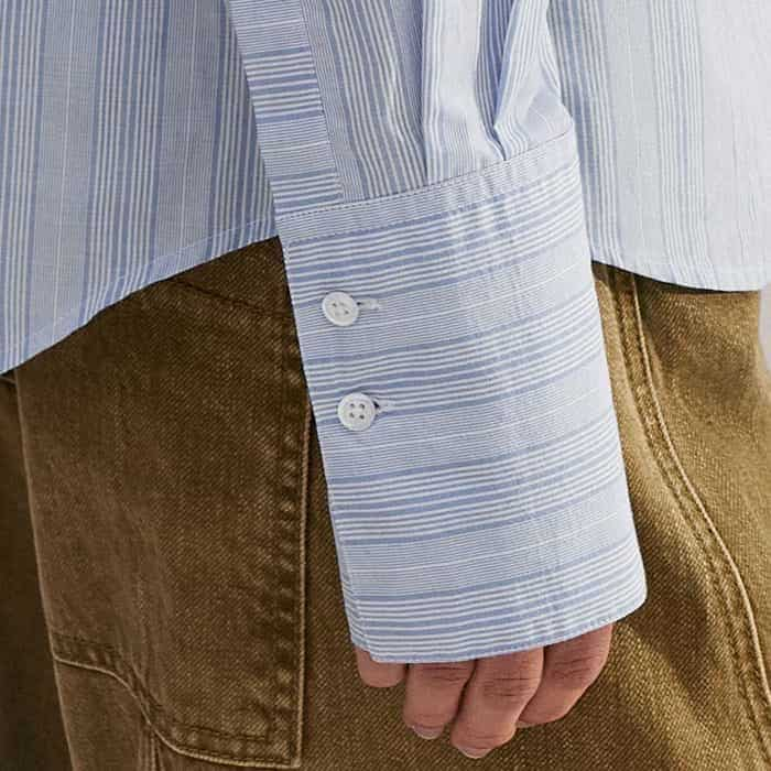 Double buttons mean the cuffs can be styled in a neat, narrow fit or folded back.