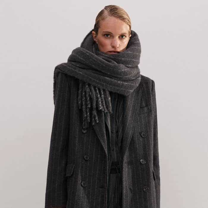 Lock in warmth with our Wide Pinstripe Scarf.