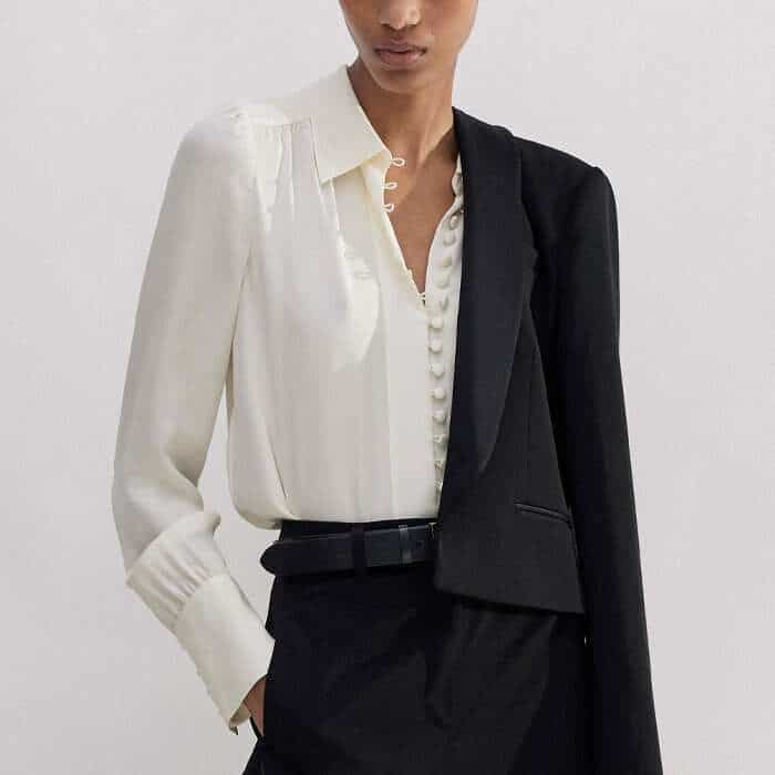 Build an effortlessly polished look with our Silk Oversized Button Blouse + Tie.