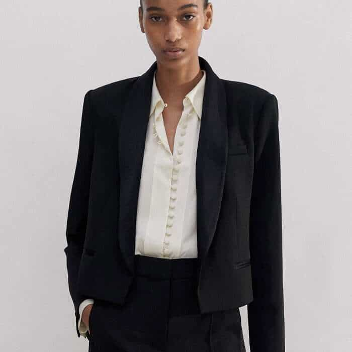 Tuck our Silk Oversized Button Blouse + Tie into the waistband for a polished finish.