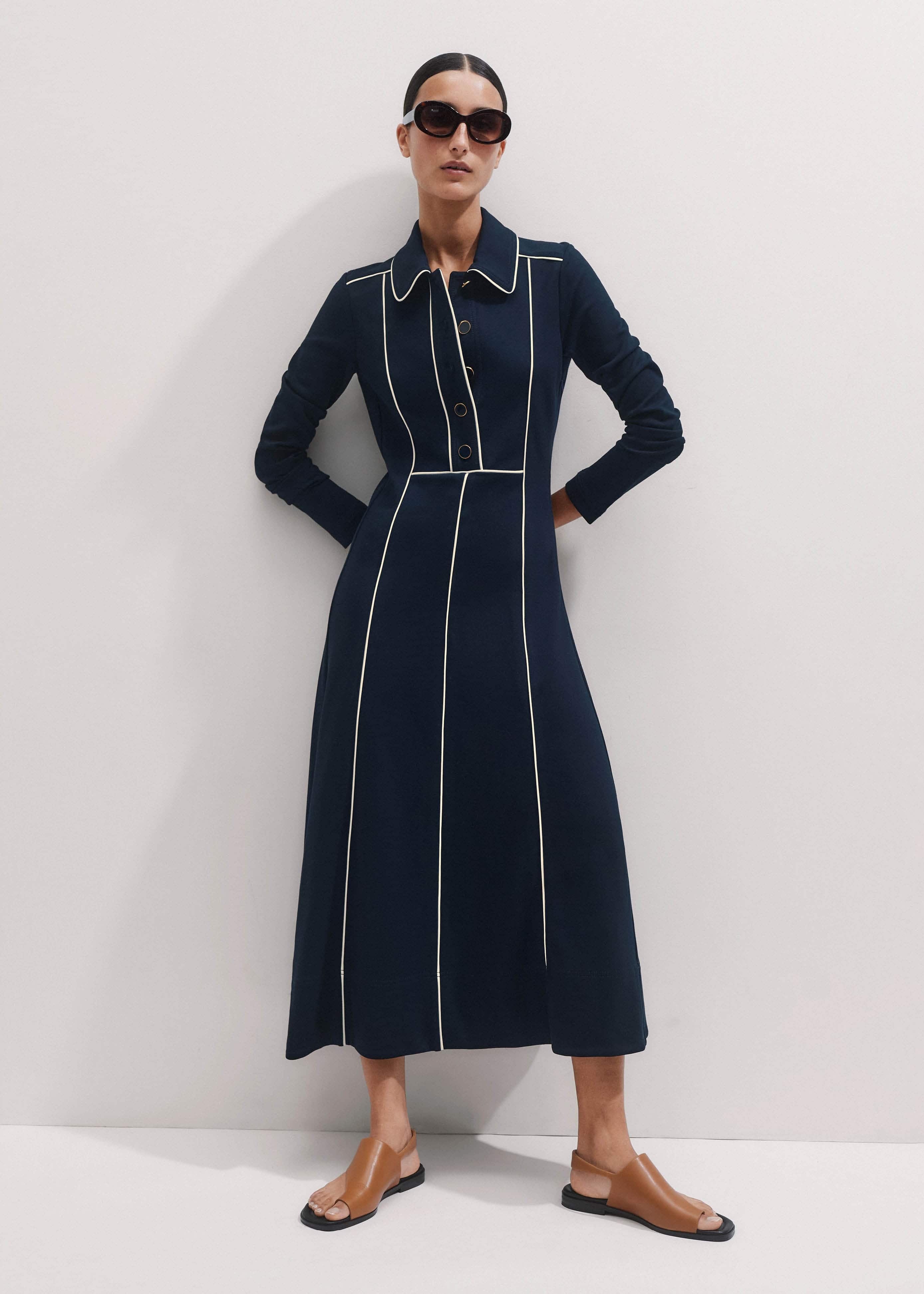 Travel Tailoring Contrast Midi Dress