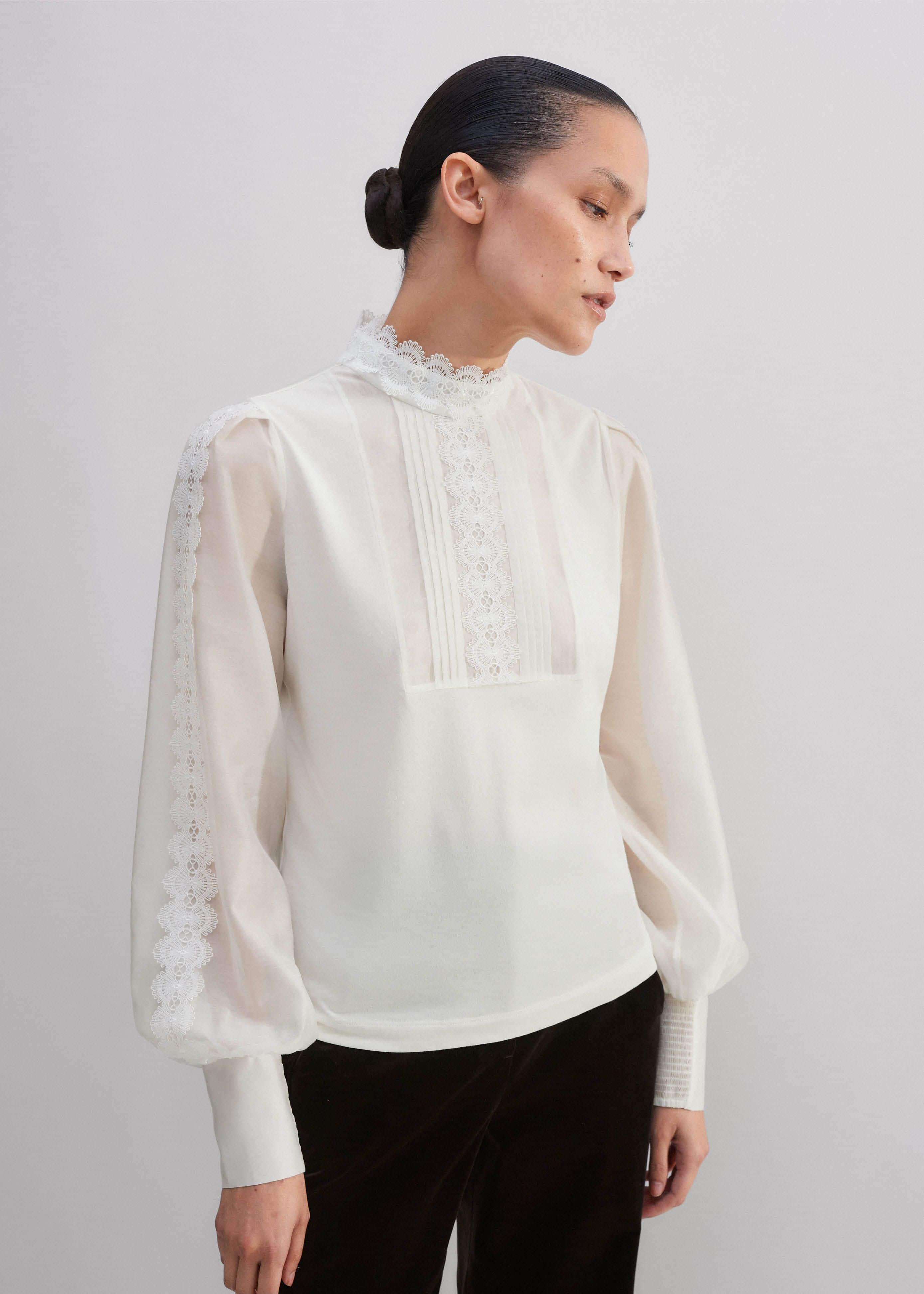 Lace Insert Layering Blouse