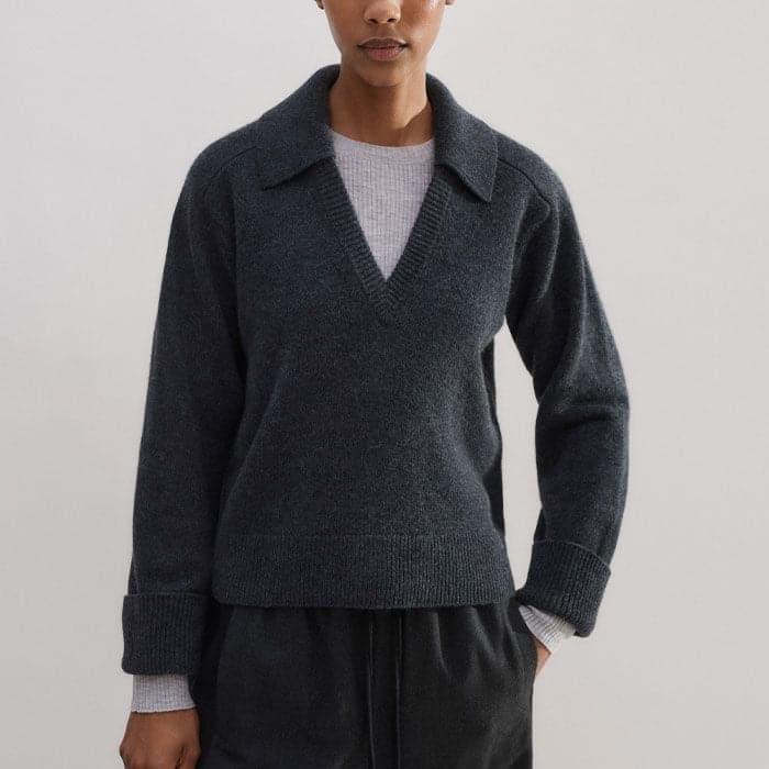 Lock in warmth by pairing it with our Merino Cashmere Barely There Rib Layering Jumper.