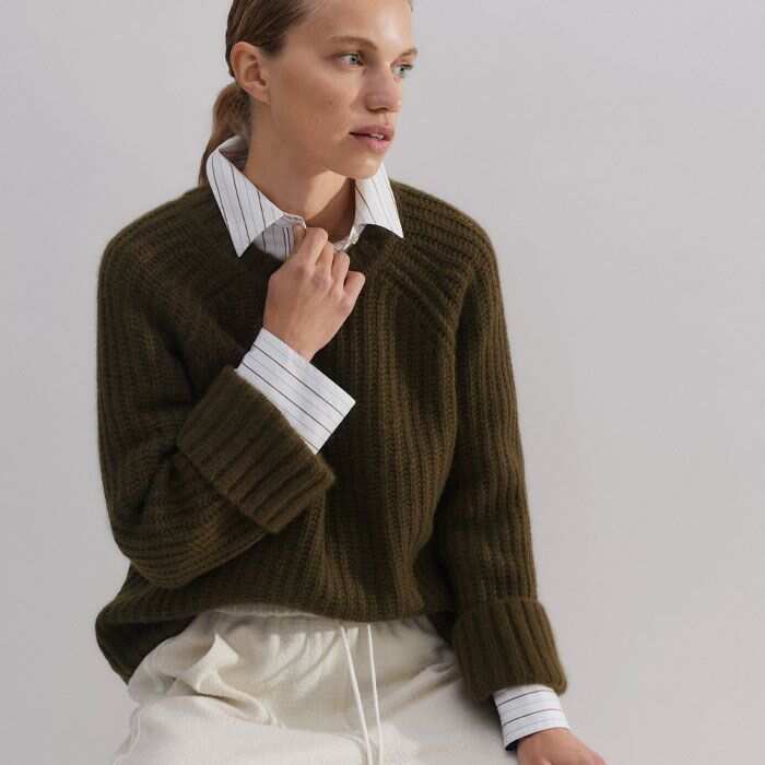 Pull it on over our Cotton Stripe Relaxed Shirt for a tactile finish.