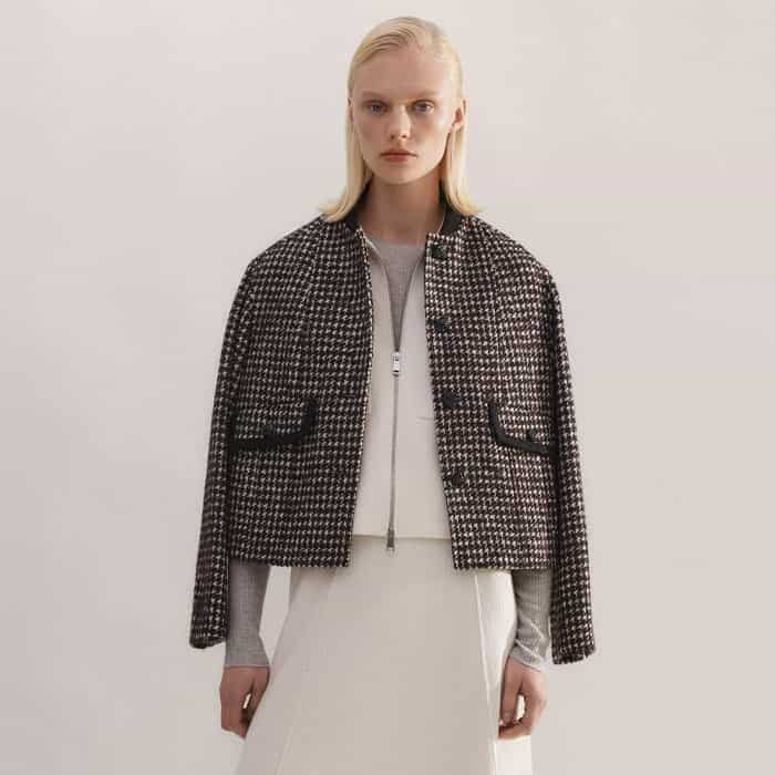 For a graphic finish, pair it with our Swing Houndstooth Jacket.