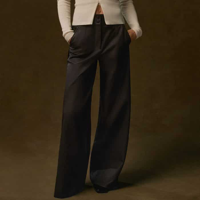 Introduce a new texture to your look with our Ultra-Soft Leather Wide-Leg Trouser.