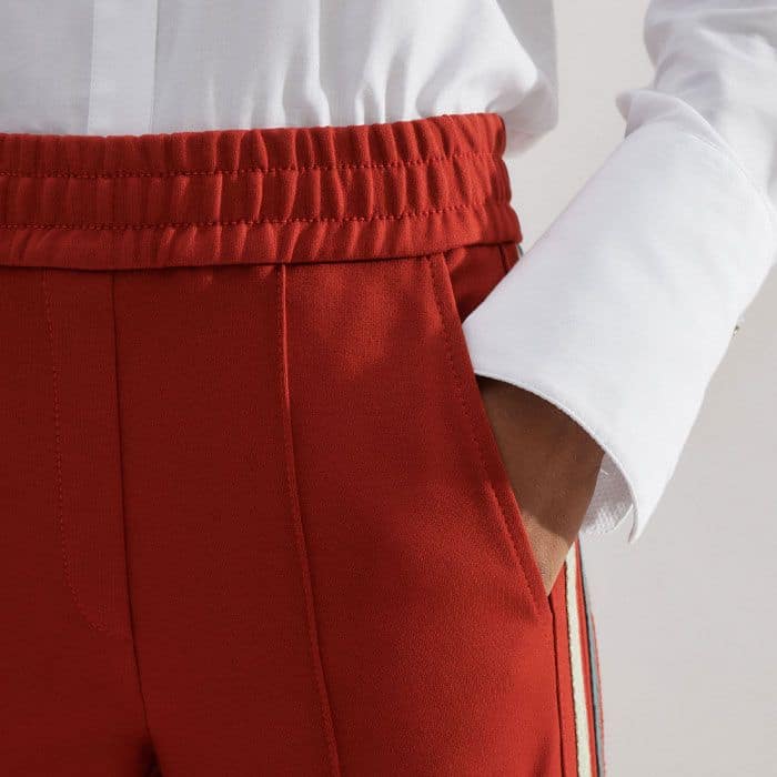 Pockets are in front of the side seams for a bulk-free, functional finish.