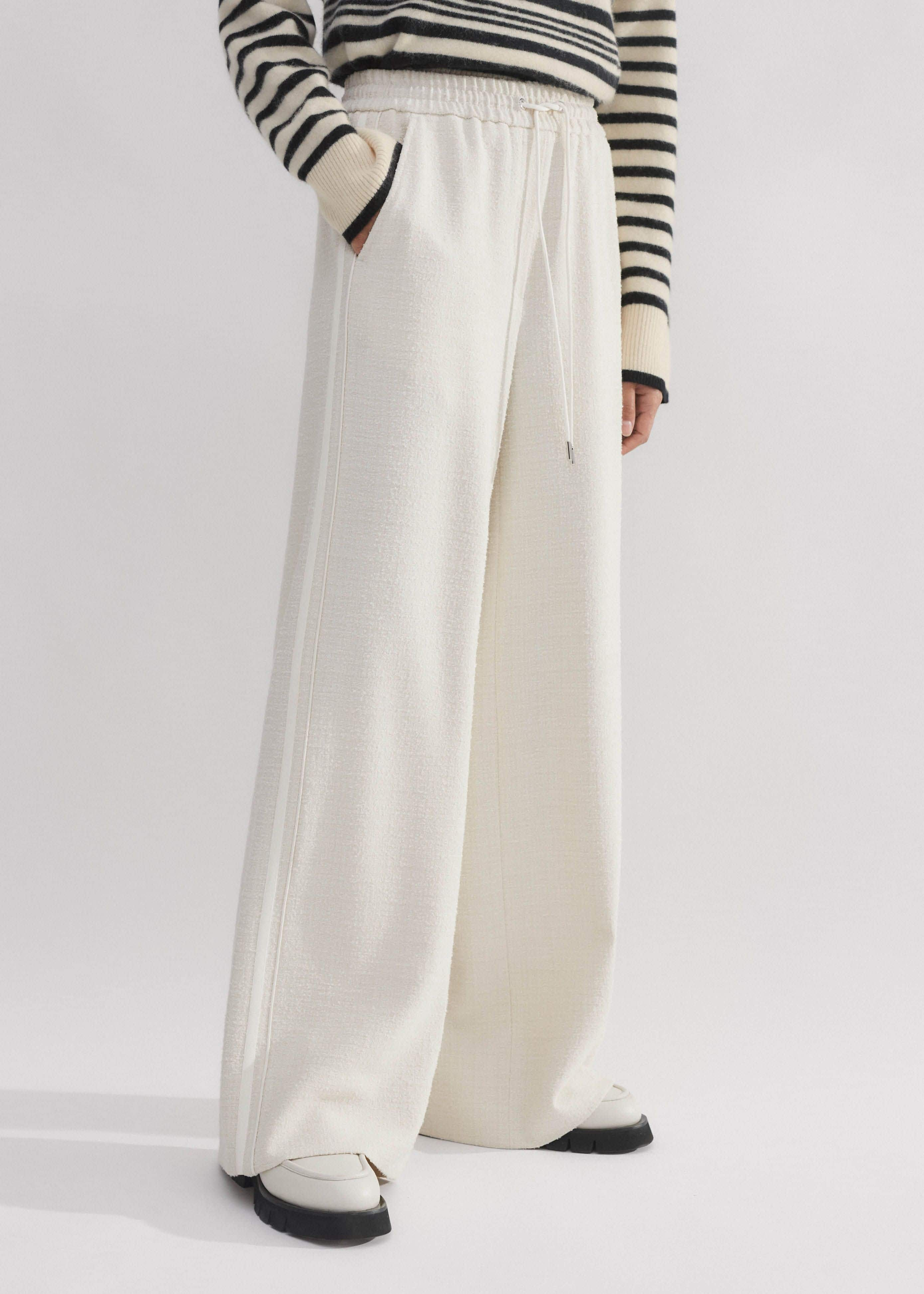 Textured Tailoring Wide-Leg Track Pant