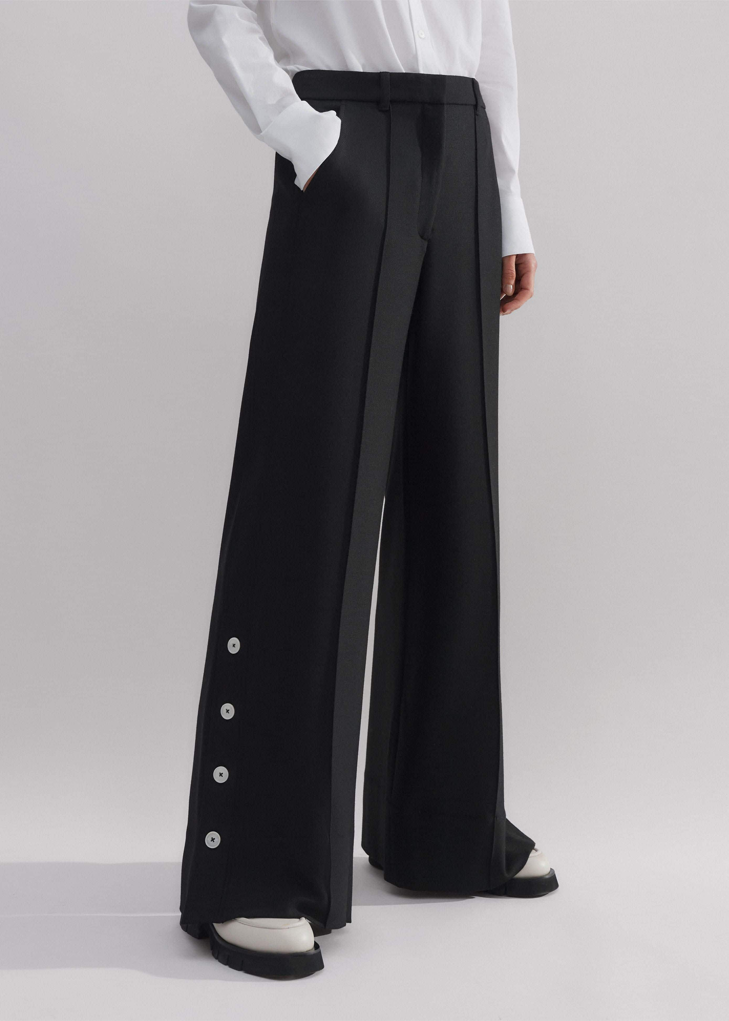 Regular-Length Button Hem Wide-Leg Pant